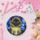 Van Gogh Starry Night Siamese Cat Pappteller (Party)