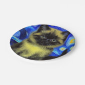 Van Gogh Starry Night Siamese Cat Pappteller (Schrägansicht)