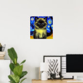 Van Gogh Starry Night Siamese Cat Poster (Heimbüro)