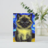 Van Gogh Starry Night Siamese Cat Postkarte (Stehend Vorderseite)
