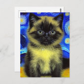 Van Gogh Starry Night Siamese Cat Postkarte (Vorne/Hinten)