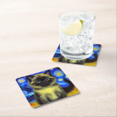 Van Gogh Starry Night Siamese Cat Rechteckiger Pappuntersetzer (Vor Ort)