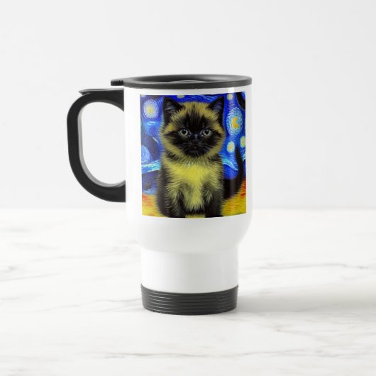Van Gogh Starry Night Siamese Cat Reisebecher (Links)