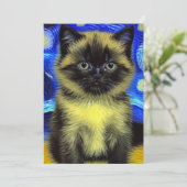 Van Gogh Starry Night Siamese Cat Save The Date (Stehend Vorderseite)