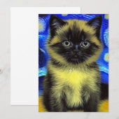 Van Gogh Starry Night Siamese Cat Save The Date (Vorne/Hinten)
