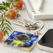 Van Gogh Starry Night Siamese Cat Schlüsselanhänger (Vorderseite rechts)