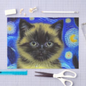 Van Gogh Starry Night Siamese Cat Seidenpapier (Handwerk)