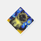 Van Gogh Starry Night Siamese Cat Serviette (Ecke)