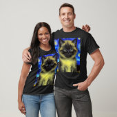 Van Gogh Starry Night Siamese Cat T-Shirt (Unisex)