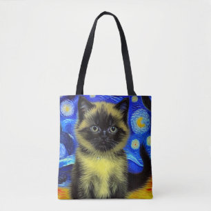 Van Gogh Starry Night Siamese Cat Tasche