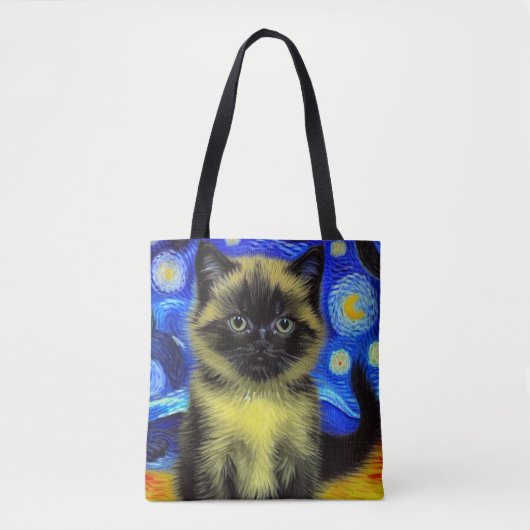 Van Gogh Starry Night Siamese Cat Tasche (Vorderseite)