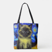 Van Gogh Starry Night Siamese Cat Tasche (Rückseite)