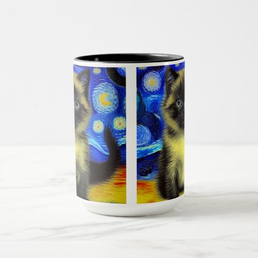 Van Gogh Starry Night Siamese Cat Tasse (Zentrum)