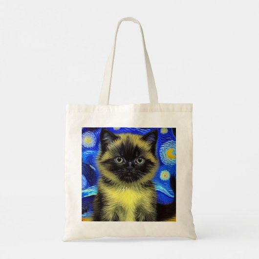 Van Gogh Starry Night Siamese Cat Tragetasche (Rückseite)