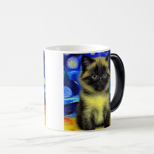 Van Gogh Starry Night Siamese Cat Verwandlungstasse (VorderseiteRechts)