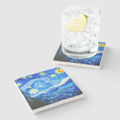 Van Gogh Starry Night Steinuntersetzer (Seitenansicht)