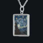 Van Gogh Starry Night Sterling Silberkette<br><div class="desc">Meisterwerk der Vincent Van Gogh Starry Night,  Vintage Kunstwerke zu modernen Produkten aus Zazilicious</div>