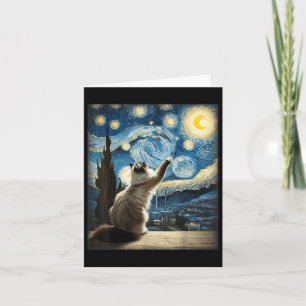 Van Gogh Starry Night Style Artistic Ragdoll Chat Karte