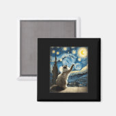 Van Gogh Starry Night Style Artistic Ragdoll Chat Magnet (Vorderseite/Rückseite)
