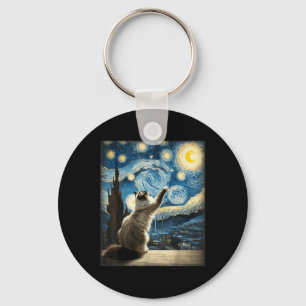 Van Gogh Starry Night Style Artistic Ragdoll Chat Schlüsselanhänger