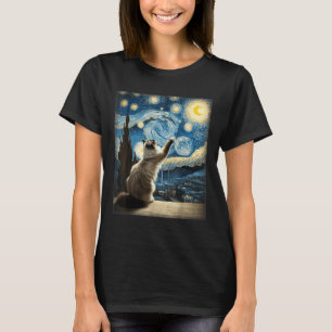 Van Gogh Starry Night Style Artistic Ragdoll Chat T-Shirt