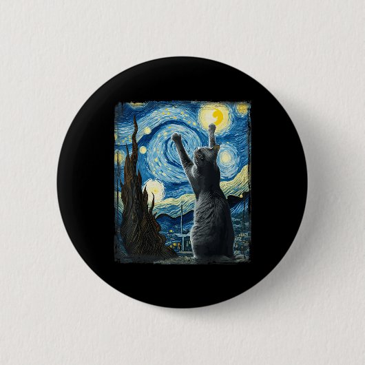 Van Gogh Starry Night Style Artistic Russian Blue Button (Vorderseite)