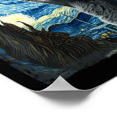 Van Gogh Starry Night Style Artistic Russian Blue Poster (Ecke)