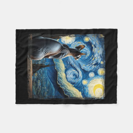 Van Gogh Starry Night Style Artistic Sphynx Cat Fleecedecke (Vorderseite (Horizontal))
