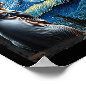 Van Gogh Starry Night Style Artistic Sphynx Cat Poster (Ecke)