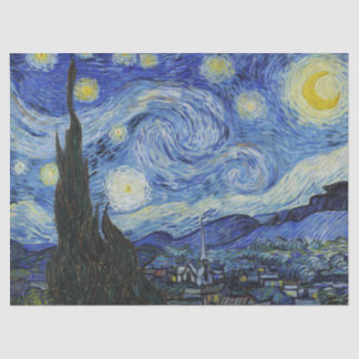 Van Gogh Starry Night Swirling Sky Blue Art Seidenpapier