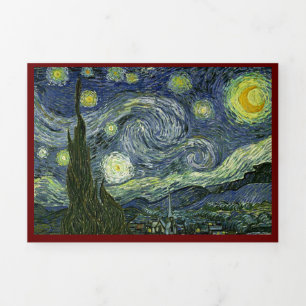 Van Gogh Starry Night Template Dreifach Gefaltete Urlaubskarte
