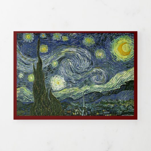Van Gogh Starry Night Template Dreifach Gefaltete Urlaubskarte (Cover)