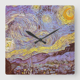 Van Gogh Starry Night Timepiece Quadratische Wanduhr