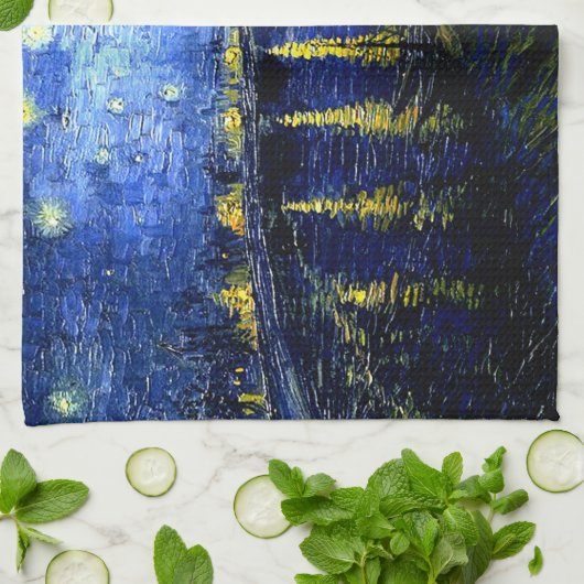 Van Gogh - Starry Night über der Rhone Geschirrtuch (Gefaltet)