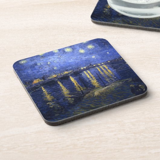 Van Gogh: Starry Night über der Rhone Getränkeuntersetzer (Linke Seite)