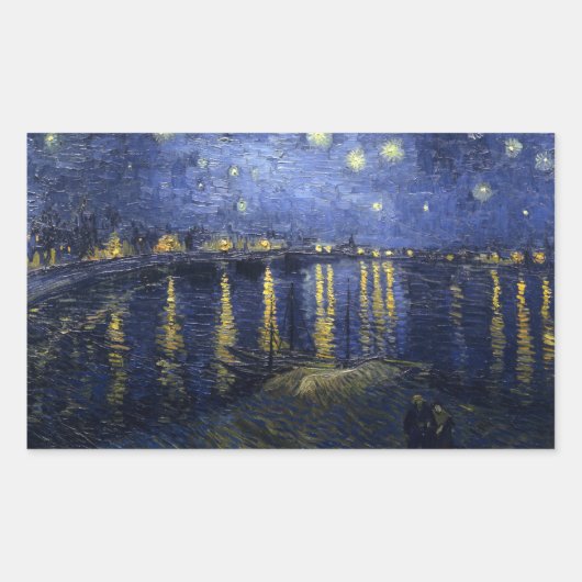 Van Gogh Starry Night über der Rhone Rechteckiger Aufkleber (Vorderseite)