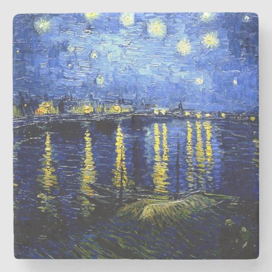 Van Gogh - Starry Night über der Rhone Steinuntersetzer (Vorderseite)