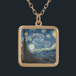Van Gogh Starry Night Vergoldete Kette<br><div class="desc">Meisterwerk der Vincent Van Gogh Starry Night,  Vintage Kunstwerke zu modernen Produkten aus Zazilicious</div>