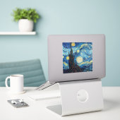 Van Gogh Starry Night Vintage Blue Masterpiece Aufkleber (Laptop auf Schreibtisch)