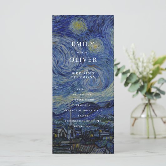 Van Gogh Starry Night Wedding Program (Stehend Vorderseite)