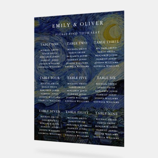 Van Gogh Starry Night Wedding Seekarte Acrylschild (Winkel)