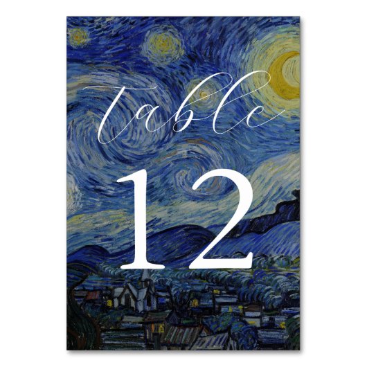 Van Gogh Starry Night Wedding Tischnummer (Vorderseite)