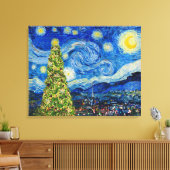 Van Gogh Starry Night - Weihnachtsbaum Leinwanddruck (Insitu (Wohnzimmer))