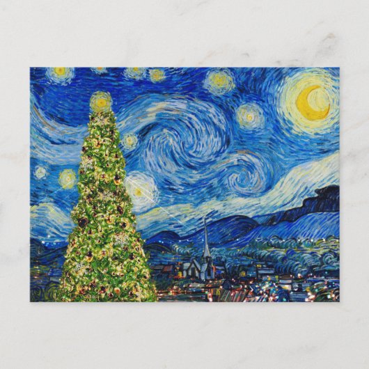 Van Gogh Starry Night - Weihnachtsbaum Postkarte (Vorderseite)