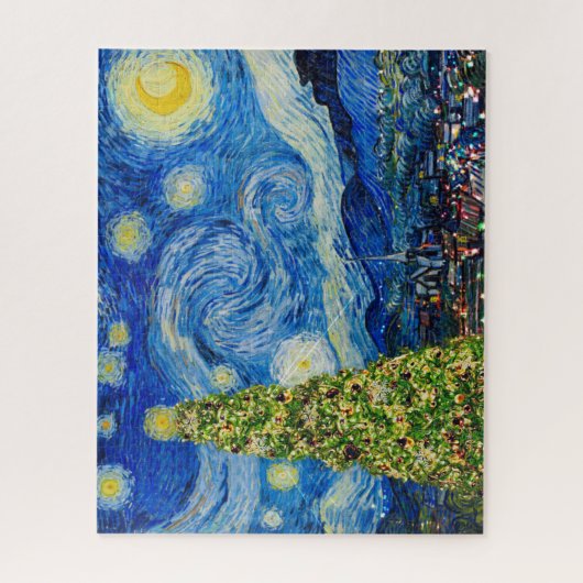 Van Gogh Starry Night - Weihnachtsbaum Puzzle (Vertikal)