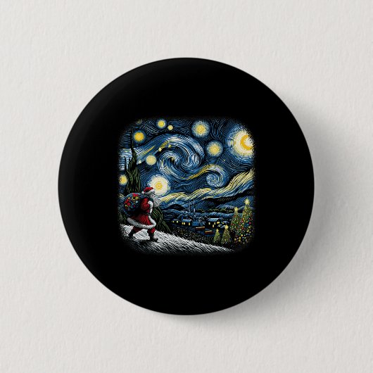 Van Gogh Starry Night Weihnachtsschnee Button (Vorderseite)