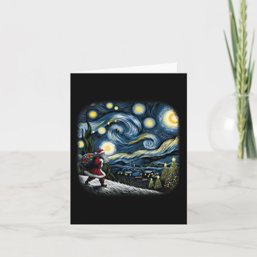 Van Gogh Starry Night Weihnachtsschnee Karte (Vorderseite)