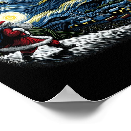 Van Gogh Starry Night Weihnachtsschnee Poster (Ecke)