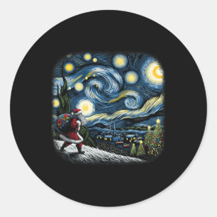 Van Gogh Starry Night Weihnachtsschnee Runder Aufkleber