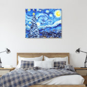 Van Gogh Starry Night - White Christmas Tree Canva Leinwanddruck (Insitu (Schlafzimmer))